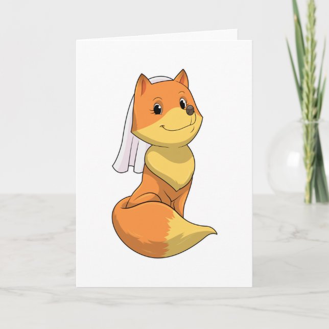 Carte Renard en mariée avec Voile (Devant)