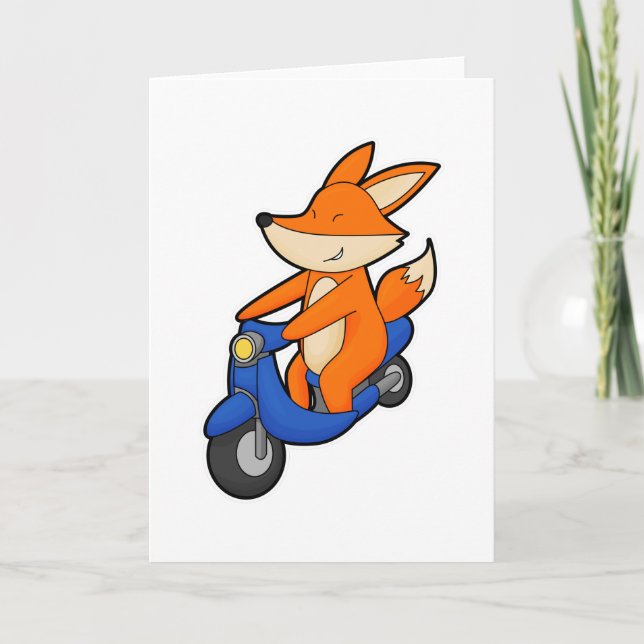 Carte Renard en motard avec scooter (Devant)
