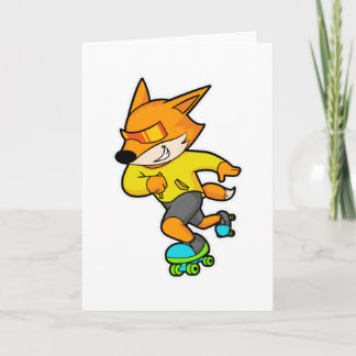 Carte Renard en patineur à roulettes