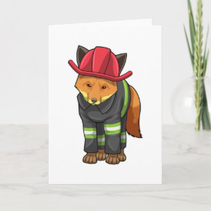 Carte Renard en pompier avec casque