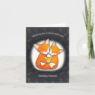 Carte Renard Famille de trois Noël Chaleureux et Cosy