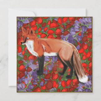Carte Renard Inspiré de William Morris sur des Pavots 