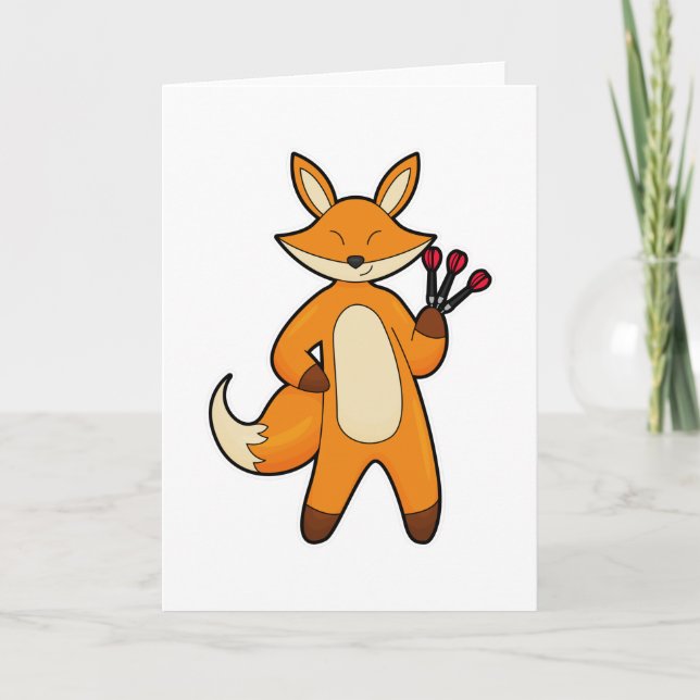 Carte Renard joueur de fléchettes avec des fléchettes (Devant)
