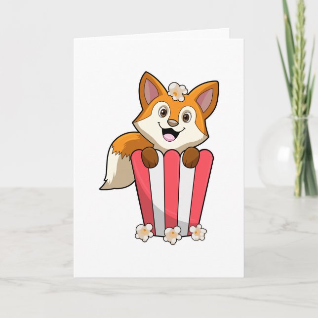 Carte Renard mangeant du pop-corn (Devant)
