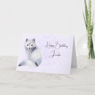 Carte Renard nordique mignon avec marques florales Anniv