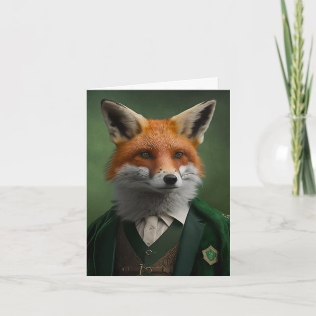 Carte Renard roux dans un costume vert de la Saint-Patri (Devant)
