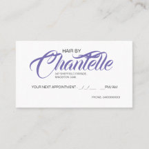 Carte Rendez-vous coiffure violet