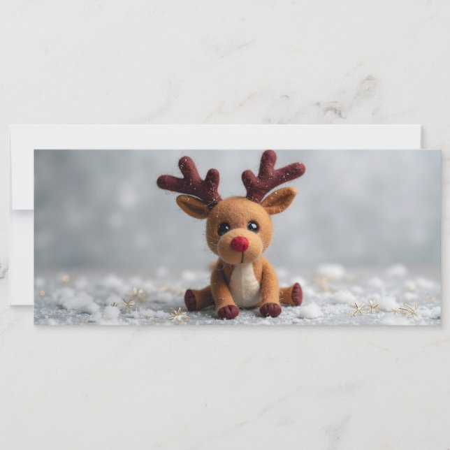 Carte Renne Rudolphe peluche mignonne (Devant)