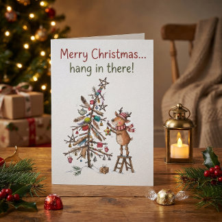 Carte Rennes de Noël fantaisistes dessinés à la main et
