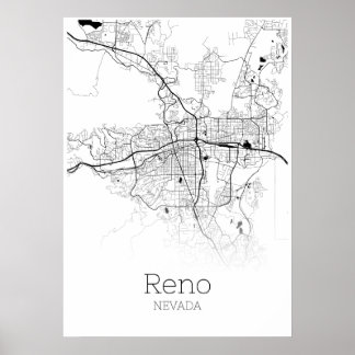 Carte Reno - Nevada - Carte de la ville Poster