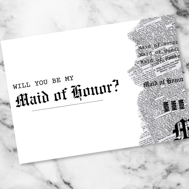 Carte Rep gothique noir et blanc Maid of Honor Propositi (Créateur téléchargé)