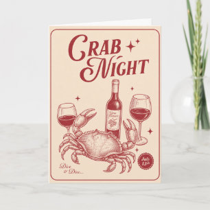 Carte Repas de nuit aux crabes, crabe dessiné à la main,
