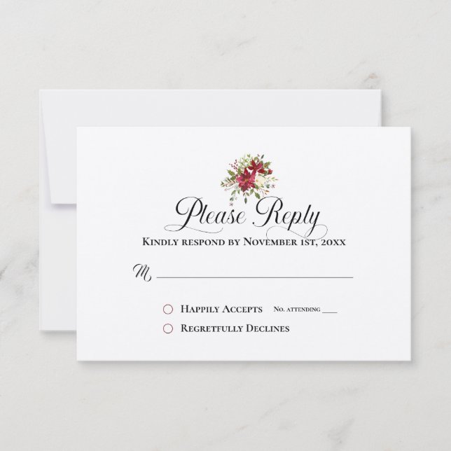 Carte Répondre RSVP Christmas Bouquet Holiday (Devant)