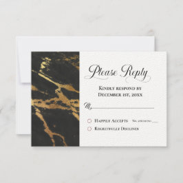 Carte Répondre RSVP Classic Black avec Gold Marbling