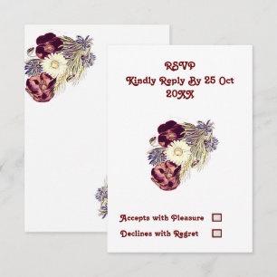 Carte Réponse de mariage rustique florale de mûre élégan