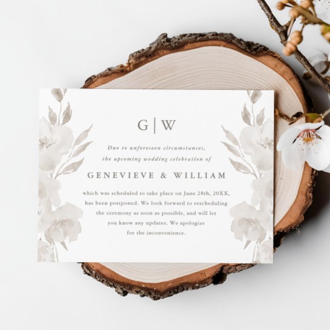 Carte Report Mariage floral neutre chic (Créateur téléchargé)