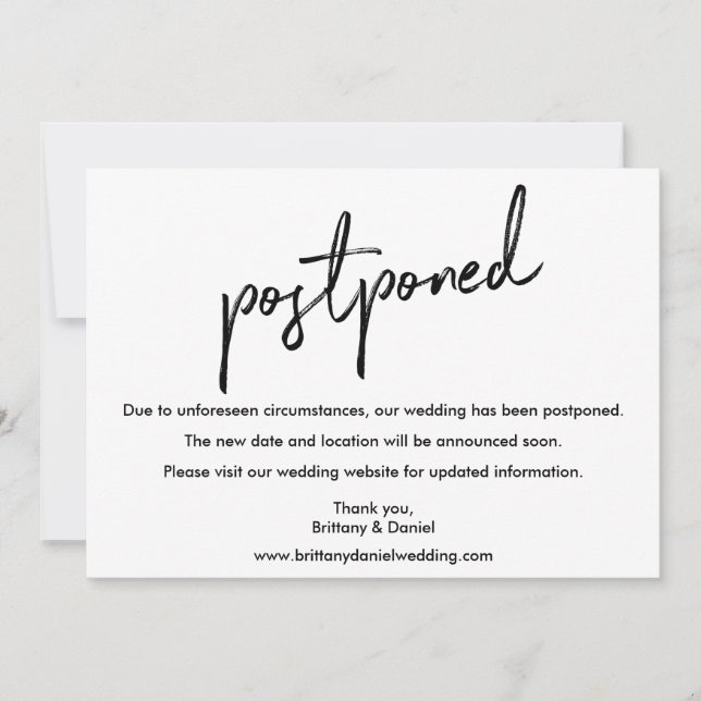 Carte reportée manuscrite du Mariage de script (Devant)