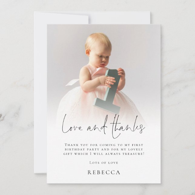 Carte Représentation photo moderne 1er anniversaire Amou (Devant)