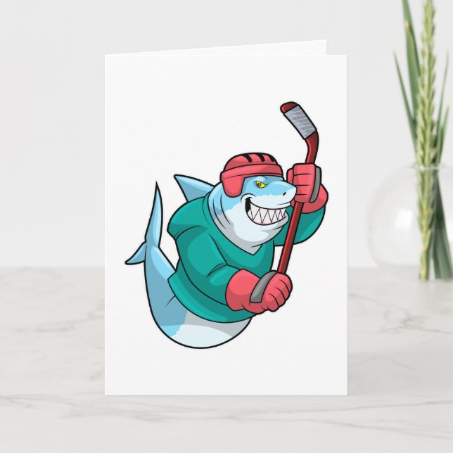 Carte Requin au hockey sur glace avec Bâton de hockey su (Devant)