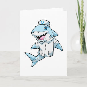 Carte Requin comme infirmière avec manteau