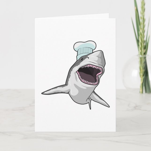 Carte Requin cuisinier avec toque de chef (Devant)
