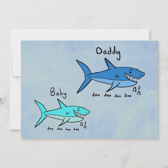 Carte Requin Papa & Bébé Requin Fête des Pères amusante (Devant)