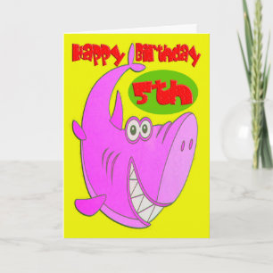 Carte Requin rose Cinquième anniversaire