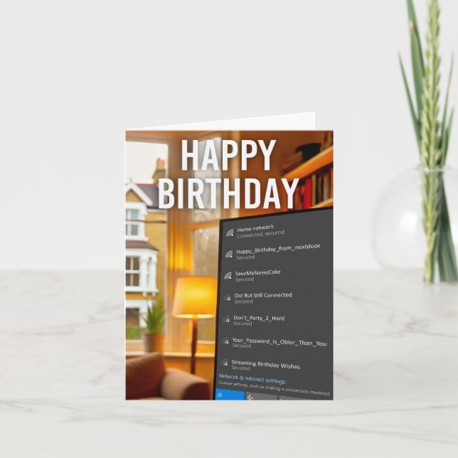 Carte Réseaux Wi-Fi Salutations d'anniversaire (Devant)