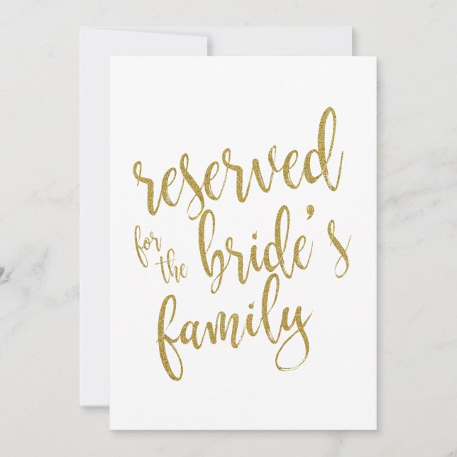 Carte Réservé pour la famille de la mariée (Devant)