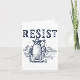 Carte Résister Activisme des pingouins Graphisme Vintage