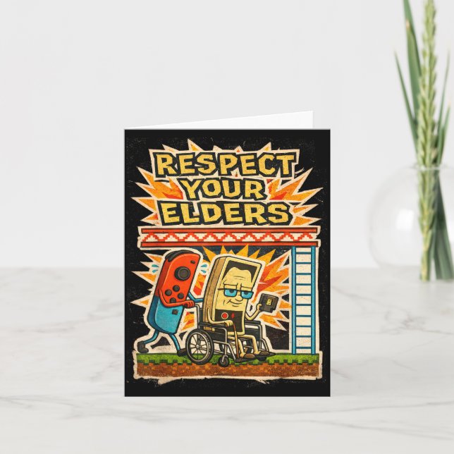 Carte Respect Your Elders Funny Gamer Controller 80s Ret (Devant)