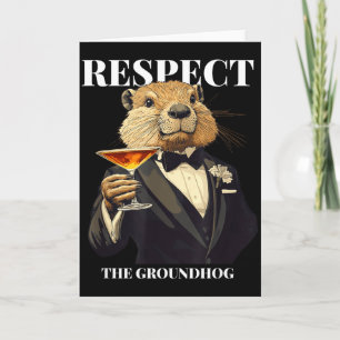 Carte Respectez le groundhog drôle Ground-hog Day Drapea