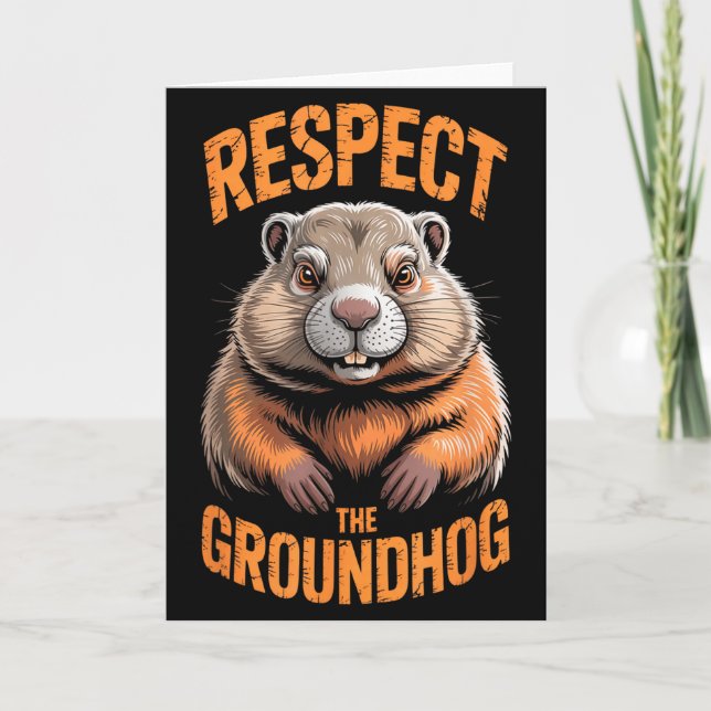 Carte Respectez le jour férié drôle de la marmotte Punxs (Devant)