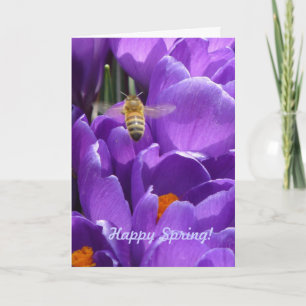 Carte Ressort heureux ! "Crocus et abeille de miel "