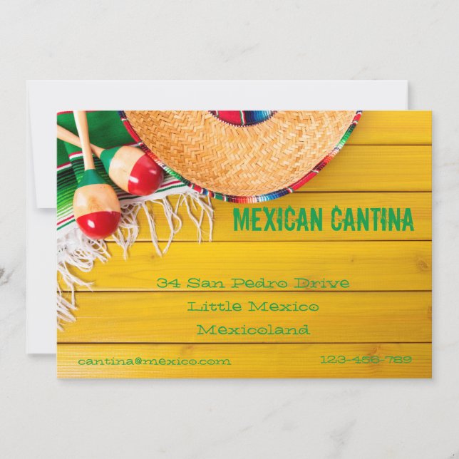 Carte Restaurant à thème mexicain (Devant)