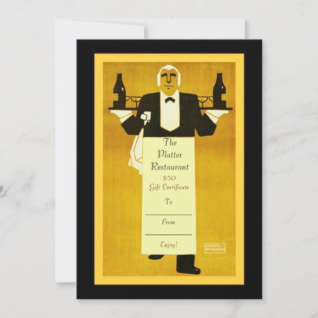 Carte Restaurant/Bistro/Diner ~ Certificats cadeaux (Devant)