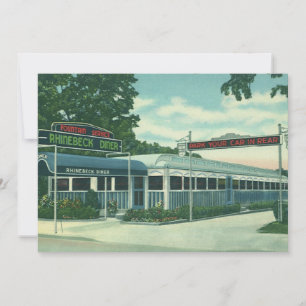 Carte Restaurant Vintage, diner rétro au bord de la rout