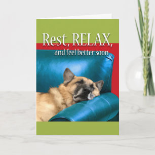 Carte Reste, relax, et Feel Better Soon, Dog Asleep