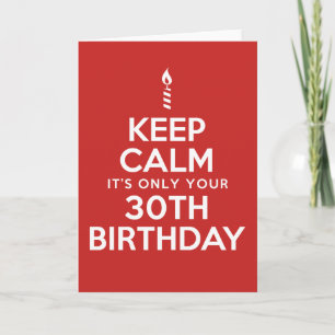 Carte Restez au calme seulement 30e anniversaire (vierge
