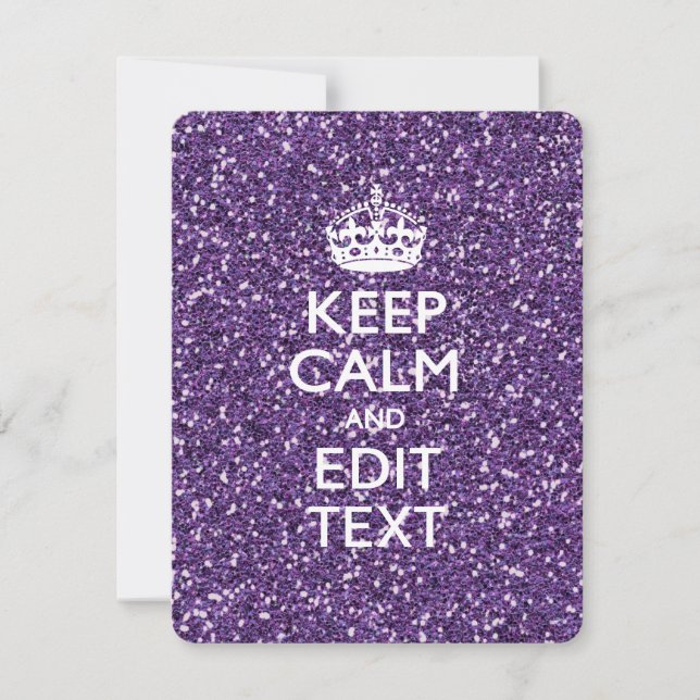 Carte Restez calme et ayez votre texte Glamor Mauve (Devant)