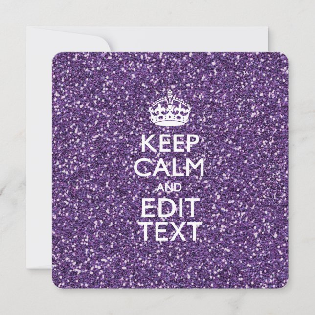 Carte Restez calme et ayez votre texte Glamor Mauve (Devant)