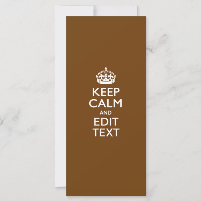 Carte Restez calme et votre texte Brown (Devant)