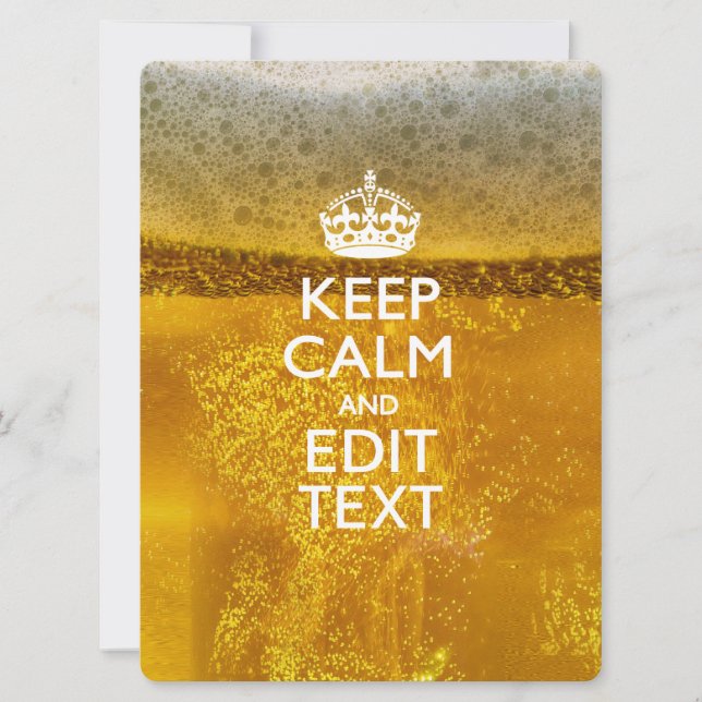 Carte Restez calme et votre texte pour une bière (Devant)