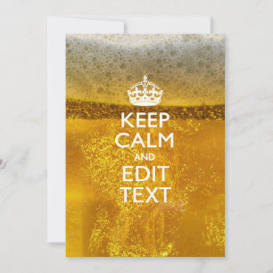 Carte Restez calme et votre texte pour une bière