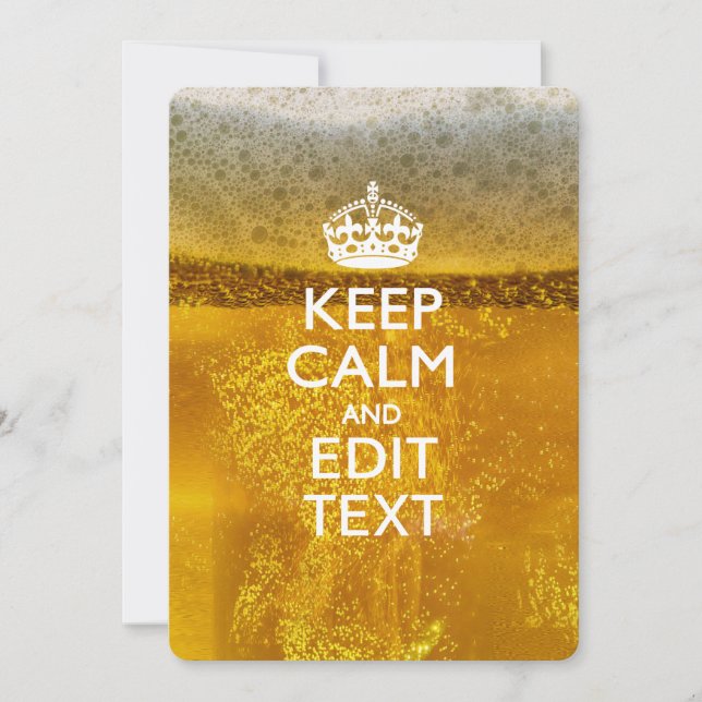 Carte Restez calme et votre texte pour une bière Cool (Devant)