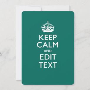 Carte Restez calme et votre texte sur Turquoise vert Tur