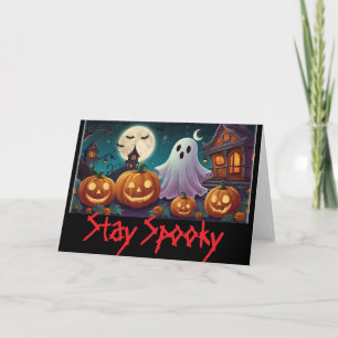 Carte Restez Éffrayants, Fantômes d'Halloween et Citroui