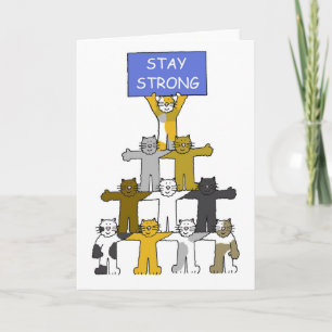 Carte Restez fort Encouragement Cartoon Cats