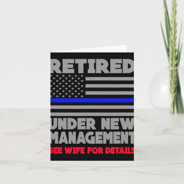 Carte Retired Under New Management Retirement Thin Blue  (Devant)