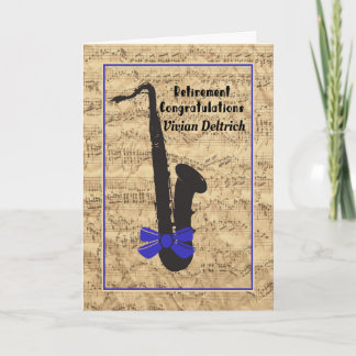 Carte Retirement Card for Musician Notes and Sax
